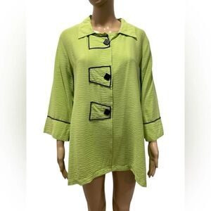 Ali Miles Lime Green Button-Front Women's Top size L